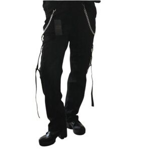 Royal Bones By Tripp Chain Mesh Pocket Cargo Pants Black Goth Punk Emo13 NWOT